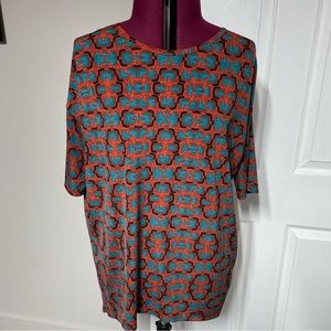 Lularoe perfect T top - orange/blue